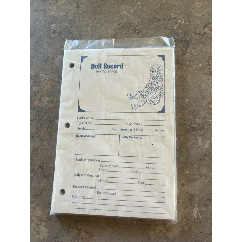 1983 Vintage Doll Record 3 Holes Refill Sheets Package